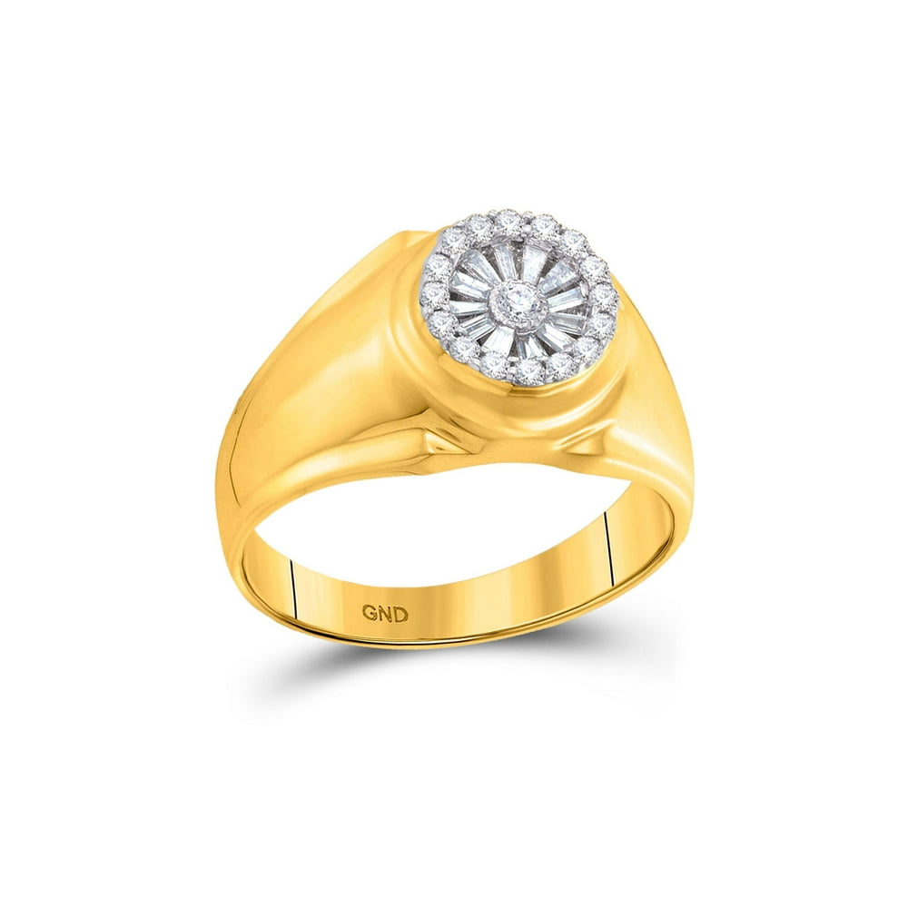 AA Jewels Solid 14k Yellow Gold Men's Baguette Diamond