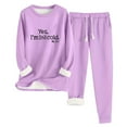 thumbnail image 2 of VBTAPA Fleece Pajama Sets Women Yes I'M Cold Crew Neck Pullover Top and Pants 2 Piece Winter Warm Sleepwear Matching Lounge Outfits Purple XXL, 2 of 3