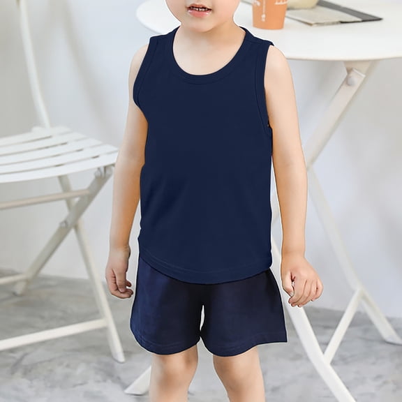 Toddler Kids Baby Boys Girls Solid Tank Tops T Shirts Undershirts Summer Sleeveless Vest Soft Shirts Tees Tops Girls Boys ,Navy,2-3 Years