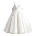 thumbnail image 6 of White Girls Wedding Guest Formal Date Night Evening Birthday Homecoming Dress for Girl Faux Satin Floral Bow Tie Goddess Mesh 2026 5 Years, 6 of 6
