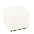 thumbnail image 4 of Puff Ottoman Benzara Lev Cuadrado Cubo con Silueta y Piel Sintética Blanca, 4 of 5