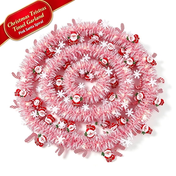 Christmas Garland 78.7in Pull Flower Ribbon, Christmas Tree Garland for Mantle Stairs Window, Hanging Xmas Garland Decorations by MPOISVA