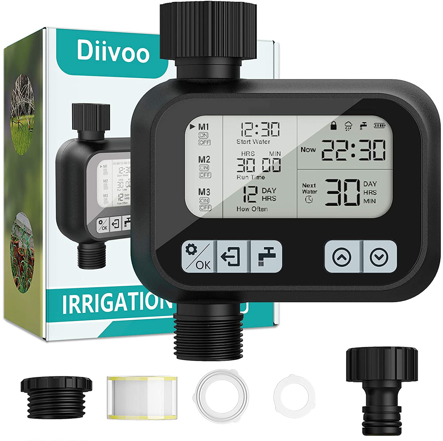 Programmable Water Timer Auto On/Off With Rain Delay Plus Manual Control 