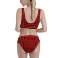 thumbnail image 3 of Daiia Red Black Houndstooth printed 2 piece Swimsuit Bikinis for Women High Waisted Racerback Bathing Suits Summer Tummy Control Scoop Neck Swimwear-Large, 3 of 8