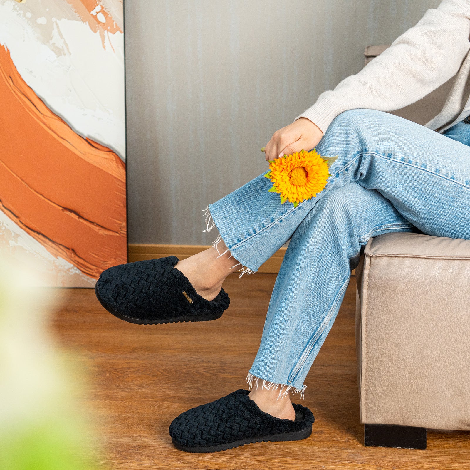 LongBay Women's Soft Flannel Memory Foam House Slippers photo 4