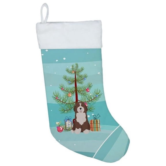 Caroline's Treasures Bernedoodle 2 Multi-color Christmas Stocking, with Soft Suede Fabric 18"