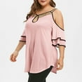 thumbnail image 5 of Mittory Plus Size Tops for Women Cold Shoulder Sparkle Sequin Short Sleeve Blouses High Low Irregular Hem Shirts, 5 of 7
