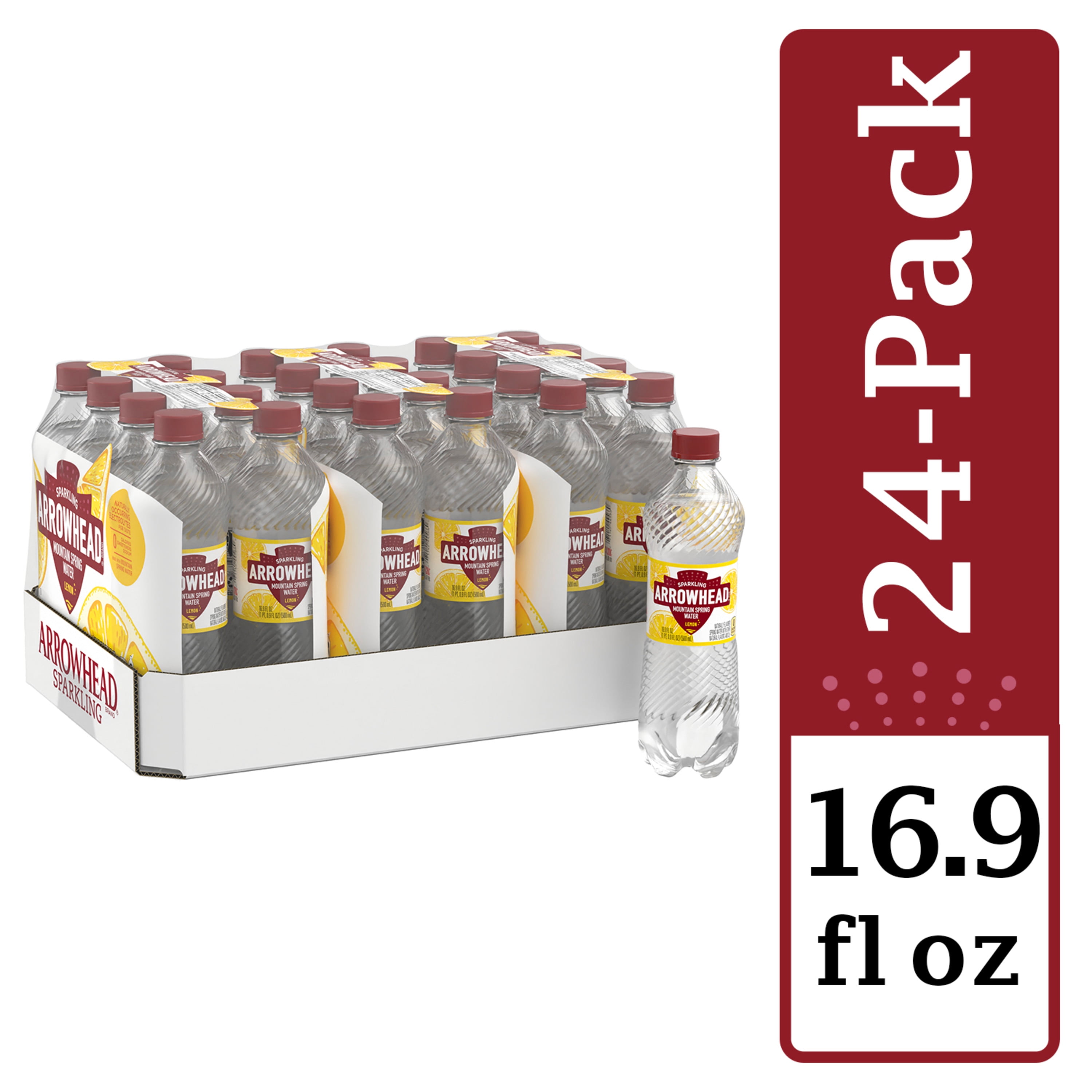 Arrowhead Lively Lemon Sparkling Water, 16.9 Fl Oz, 24 Pack Bottles