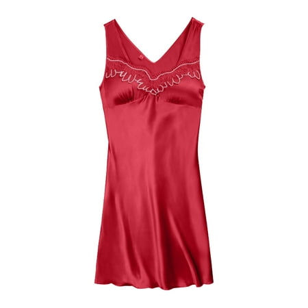

TOWED22 Nightgowns For Women Womens Nightgown Sleeveless Long Nightshirt Sexy Full Slip Night Dress Summer Plus Size Sleepshirt Chemise Red