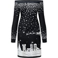 thumbnail image 5 of BLTIBY Christmas Sweatshirt Dress for Women 2024 Xmas Print Autumn Winter Off Shoulder Casual Soft Long Sleeve Fashion Pullover Dresses Outfit Trendy Black L, 5 of 6