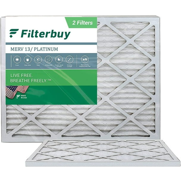 Filterbuy 20x23x1 MERV 13 Pleated HVAC AC Furnace Air Filters (2Pack