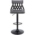 thumbnail image 2 of Tabouret de Bar Angelo Réglable en Faux Cuir Gris & Bois Noir, 2 of 9