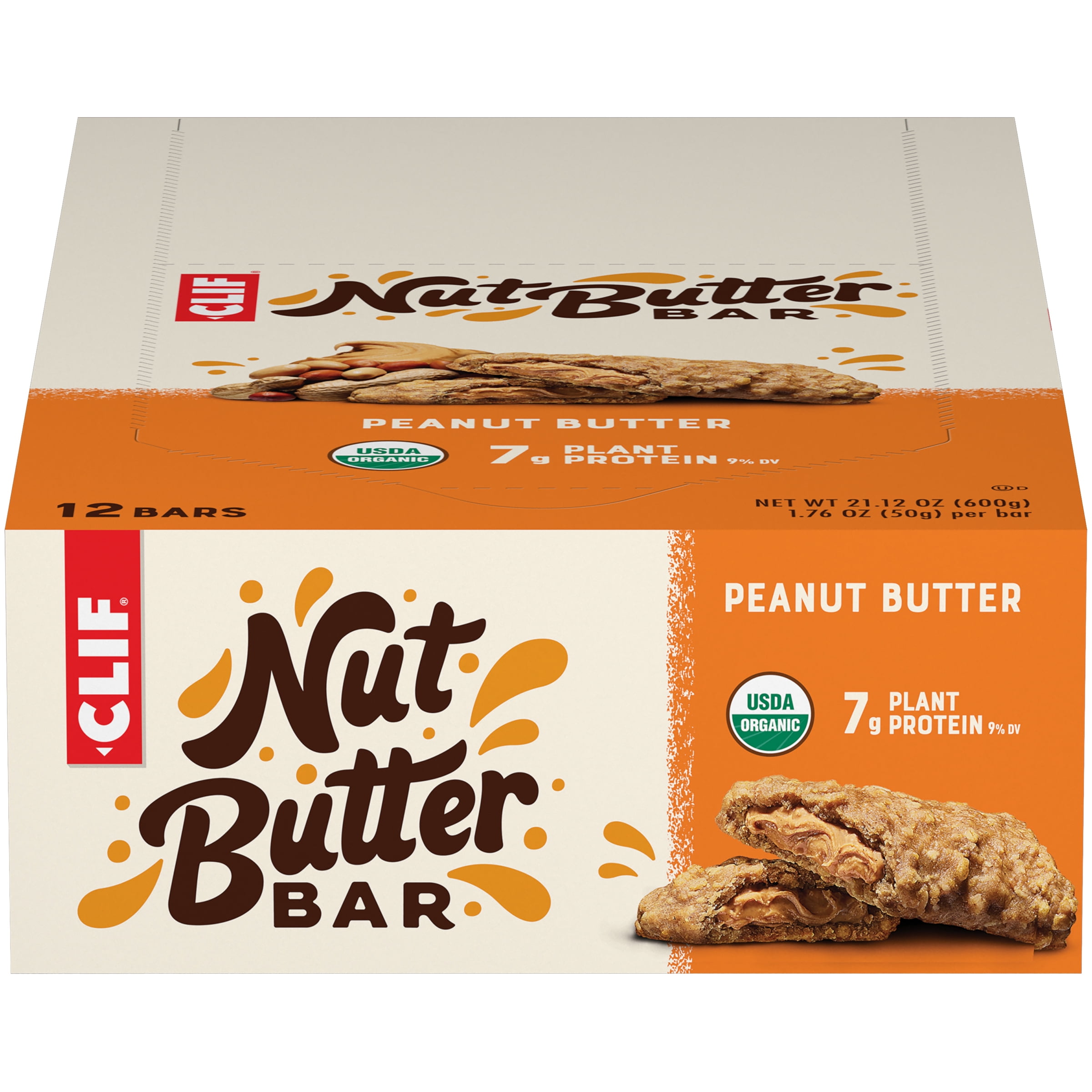 CLIF Nut Butter Bar, Organic Snack Bars, Peanut Butter, 12 Ct, 1.76 oz