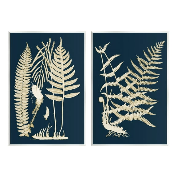 Stupell Industries Modern Layered Vegetation Natural Botanical Leaves Graphic Art Unframed Art Print Wall Art, Set of 2, Design by Piddix