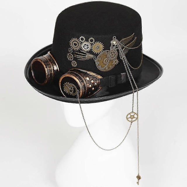 Steampunk Hat With Cosplay Party Goggles For Accessory Disguise