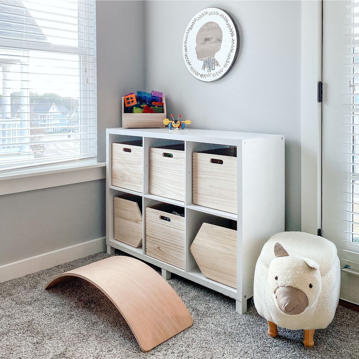 Critter Sitters 15" Seat Height Plush Animal Shape Storage Ottoman Furniture for Nursery, Bedroom, Playroom & Living Room Decor (White Llama)