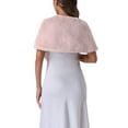 thumbnail image 3 of INSPIRE CHIC Women's Faux Fur Shawl Stole Winter 1920s Bridal Wedding Wrap S Dusty Pink, 3 of 6