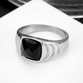 thumbnail image 3 of K-KED Fashion Simple Cold Wind Black Gemstones Stainless Steel Rings Size 7-11-11-Gold, 3 of 9