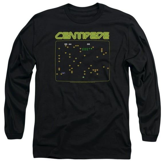 Atari Centipede Screen Long Sleeve T-Shirt Adult 18/1 Black