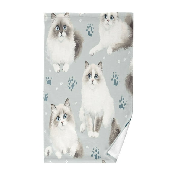 Wobogo Playful Ragdoll Cats Pattern Face Towel Soft Breathable Cotton Towel Set for Bathroom Kitchen Hotel Spa Gift Decor