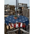 thumbnail image 3 of Round Outdoor Tablecloth With Umbrella Hole And Zipper– Patriotic Stripe Stars Waterproof Patio Table Cover for Party, Picnic, Backyard, 50" Dia. , Farmhouse Country Red White and Blue, 3 of 8