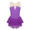 thumbnail image 1 of YiZYiF Kids Girls Mesh Splice Skating Dress Sleeveless Gymnastics Leotard, 1 of 7