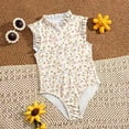 thumbnail image 2 of ZXLBBD Girl One Piece Swimsuits Floral Print Ruffle Trim Zipper for Toddler Kids with Sun Protection Soft Breathable Summer Pool Beach, 2 of 7