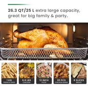 Air Fryer Oven, Large Countertop Convection Oven, 10-in-1 Combo, 6 Slices of Toast, Easy-Clean Enamel Baking Pan, Includes Recipes, Brushed Stainless Steel Finish