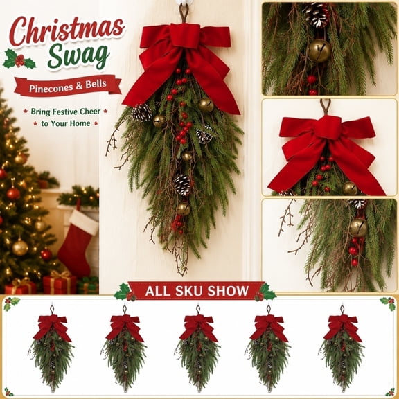 28 Inch Christmas Wreaths for Front Door Christmas Door Decorations Winter Wreaths for Front Door Christmas Porch Decor for Indoor and Outdoor Holiday Home Decor 1 Pack