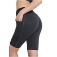 thumbnail image 3 of QLEICOM Womens Athletic Shorts, Plus Size Shorts, Stretch Leggings Fitness Running Pockets Sport SKnee-Length Yoga Pants Yoga Shorts, Running Shorts, Comfy Beach Shorts, Cycling Shorts Black XXL, 3 of 4