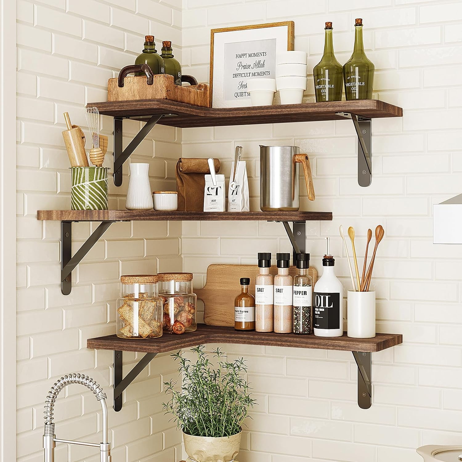 Fairy 0.6'' x 16.1'' 2-Tier Dark Carbonized Black Floating Shelf (5 Count)