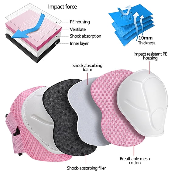 Toys For Kids Protective Gear Skateboard Roller Skating Bike PE Black 6-Piece Set Teenagers Knee Elbow Wrist Guards