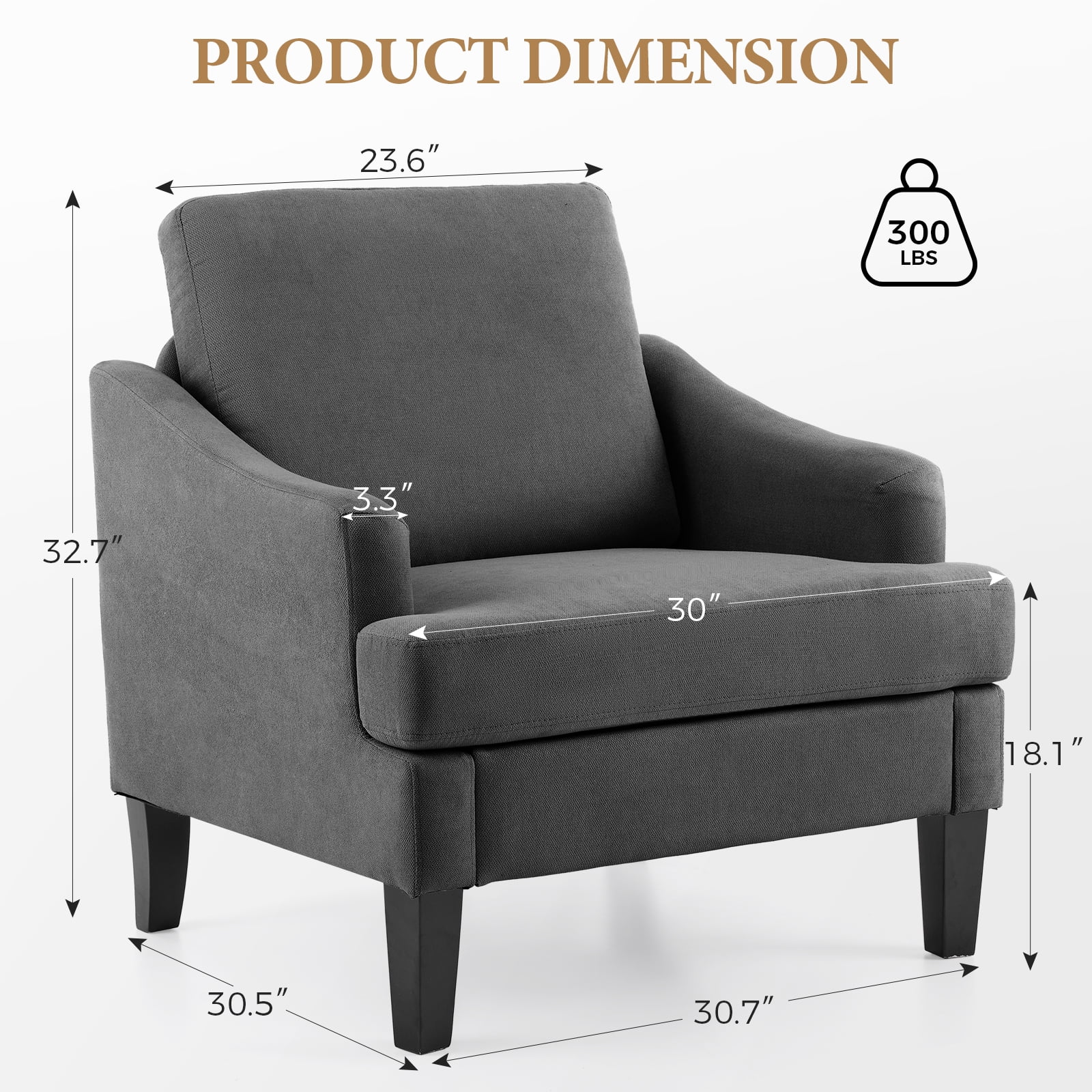 Bezseller Modern Accent Chair, Upholstered Armchair with Solid Legs,for Living Room, Bedroom, Office, Beige