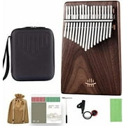 Kalimba 17 Keys | Black Walnut Sloped Flat board Thumb Piano Instrument | Class A Calimba with Carry Box Birthday Present Gifts