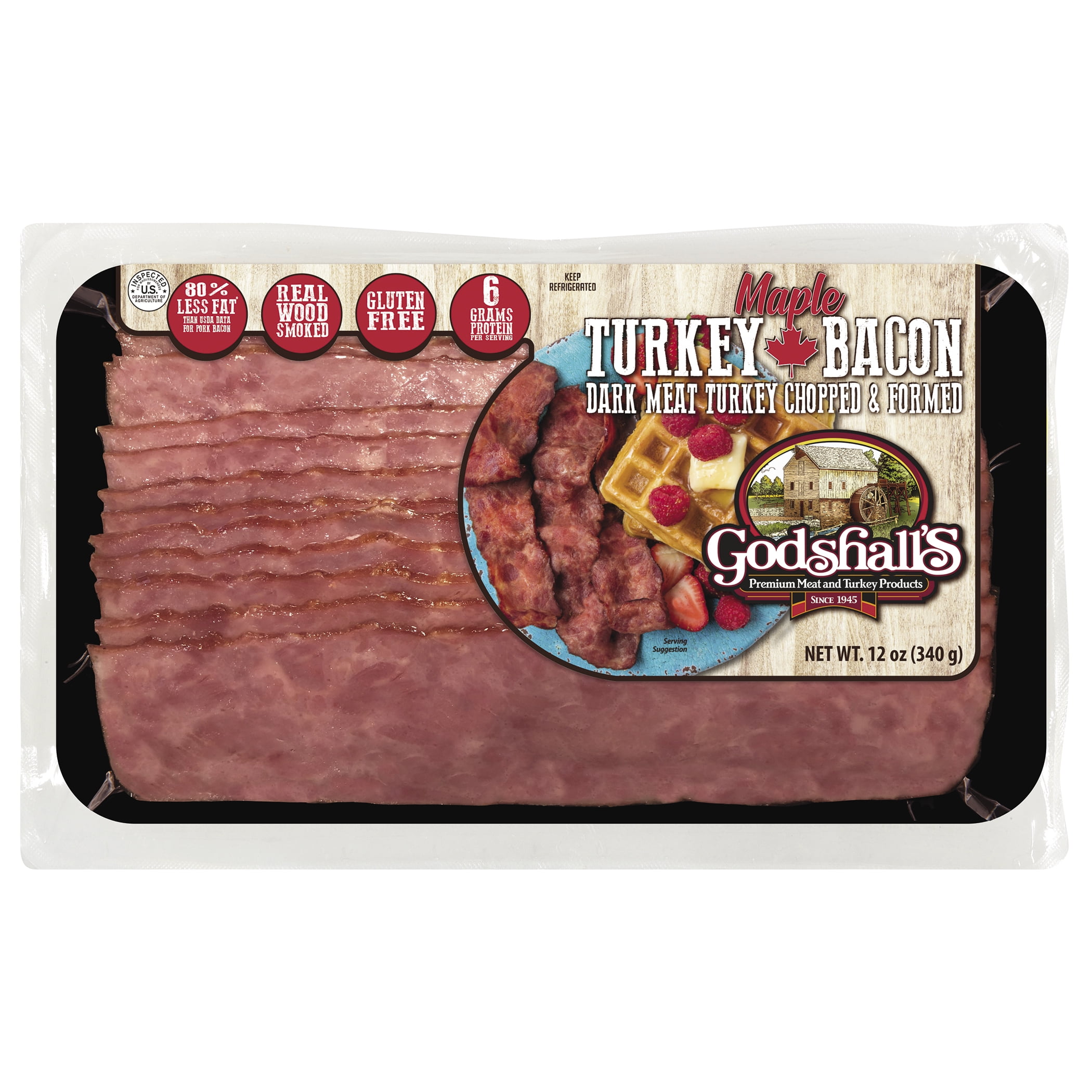 Fully Cooked Uncured Turkey Bacon - Godshall's - Real Wood Smoked Meats  Since 1945