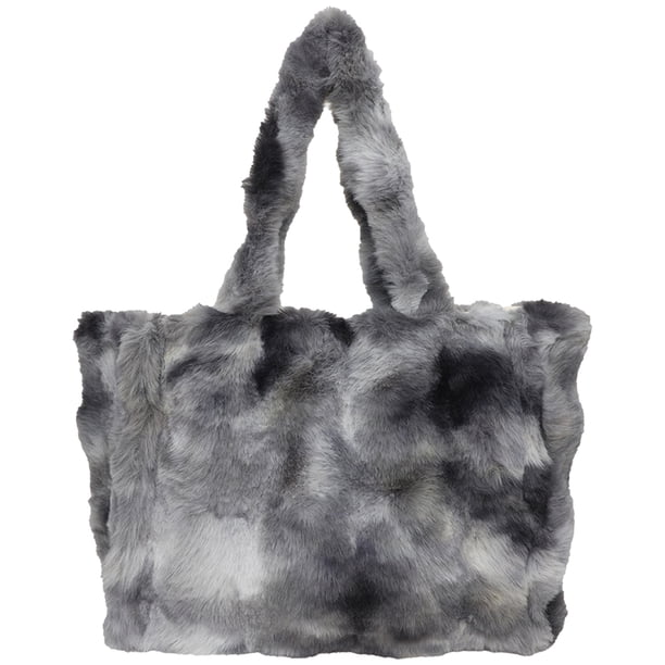 Bolso Hombro Peludo para Mujer Bolso Mano Ocio Al Aire Libre para Mujer Gran Capacidad (gris)