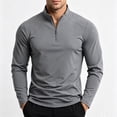 thumbnail image 2 of vdgthytj Shirts for Men Long Sleeve Stand Collar Quarter Zip Lightweight Basic Fall Athleisure Pullover Tops(3X-Large,Dark Gray), 2 of 7
