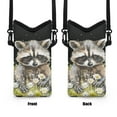 thumbnail image 7 of ZIATUBLES Neoprene Phone Bag Lightweight Cellphone Sleeve Pouch Shockproof Phone Purse Adjustable Crossbody Strap with Hook Loop Fastener, 4 X 8 Inch, Raccoon Daisy Black, 7 of 7