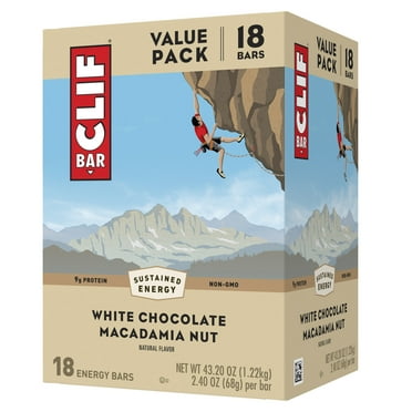 CLIF BAR - White Chocolate Macadamia Nut Flavor - Made with Organic Oats - 9g Protein - Non-GMO - Plant Based - Energy Bars - 2.4 oz. (18 Pack)