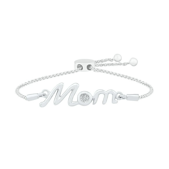DGOLD Bracelet Bolo Maman en Argent Sterling Blanc avec Diamant Rond (0.02 Cttw)