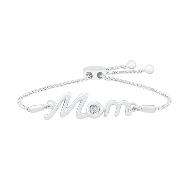 DGOLD Bracelet Bolo Maman en Argent Sterling Blanc avec Diamant Rond (0.02 Cttw)