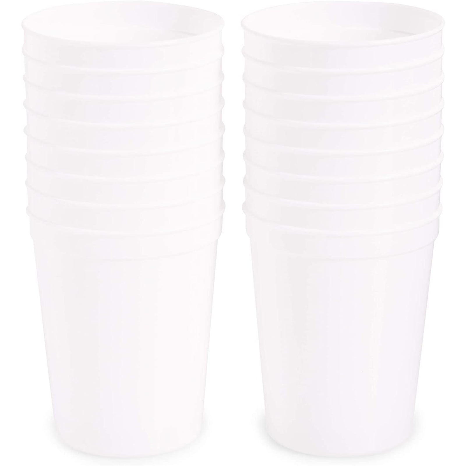 Fasmov 30 Pack 16 oz. Plastic Cups Plastic Tumblers Blank Reusable Drink  Tumblers for Parties, Events, Marketing, Weddings, White