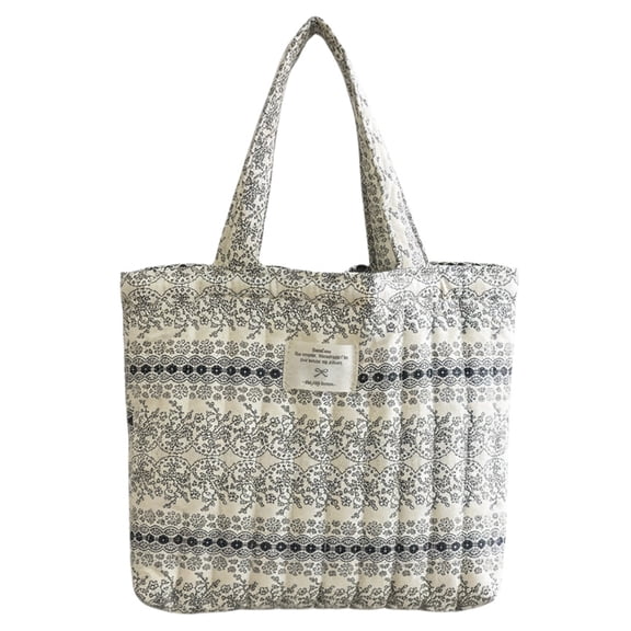 Women Girls Quilted Cotton Handbag Small Tote Shoulder Bag For Travel School College Work Daily Gift (lace Blue)