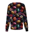 thumbnail image 6 of Easter Scrub Jackets Women Bunny Egg Print Crew Neck Scrub Tops Long Sleeve Cute Scrubs with Pocket Navy 3XL, 6 of 6
