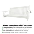 thumbnail image 6 of HDPE 3-Seater Porch Swing, 5-ft Bench Swing with Foldable Cup Holders,18/8 Stainless Steel Hardware, High Backrest and Deep Contoured Seat (White, 5-feet), 6 of 6