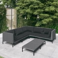 thumbnail image 1 of vidaXL 6 Piece Patio Lounge Set with Cushions Poly Rattan Dark Gray, 1 of 6