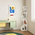 thumbnail image 4 of Yowos Corner Shelf, 5 Tier Modern Bookshelf White Bookcase Wavy Small Storage Wall Rack Stylish Accent for Small Space, Plant Stand, 4 of 9