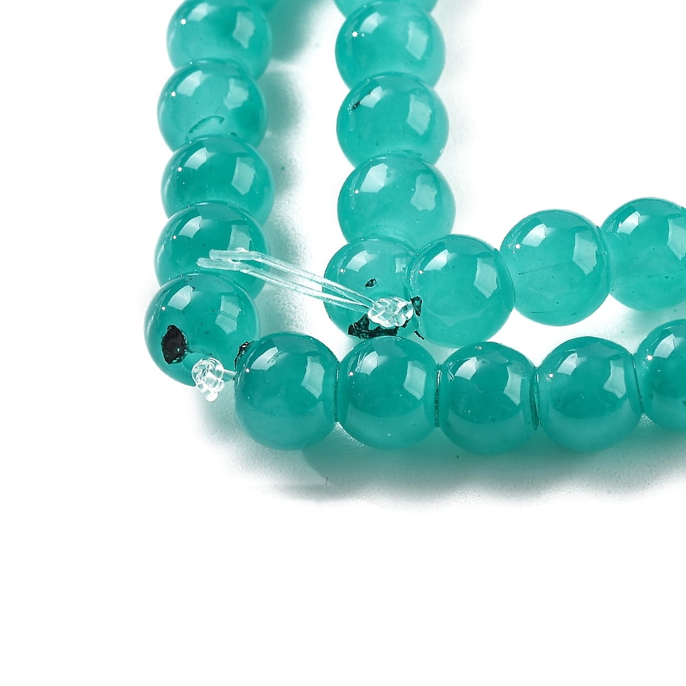 20Strand Baking Painted Imitation Jade Glass Round Bead Strands Medium Turquoise 6.5mm Hole: 1.4mm about 138pcs/strand 29.72''(75.5cm)