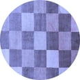 thumbnail image 1 of Ahgly Company Machine Washable Indoor Round Checkered Blue Modern Area Rugs, 3' Round, 1 of 4