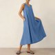 thumbnail image 3 of Vestido Corto para Mujeres Moda de Verano Sólido Cuello en V sin Mangas Bolsillo Plisado Vestido Casual Diario, 3 of 6